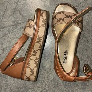 Kids Michael Kors Brown and Beige Logo Sandals